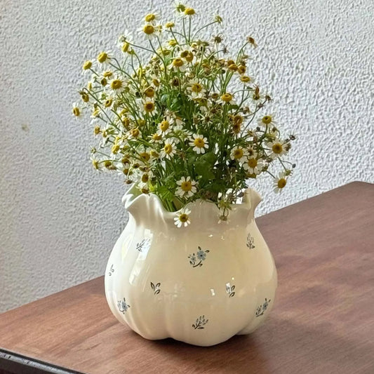 Vase en céramique blanche pour plantes hydroponiques, décoration de la maison, décor de salon, vase à fleurs, accessoires de plantes de jardin, pastorale florale